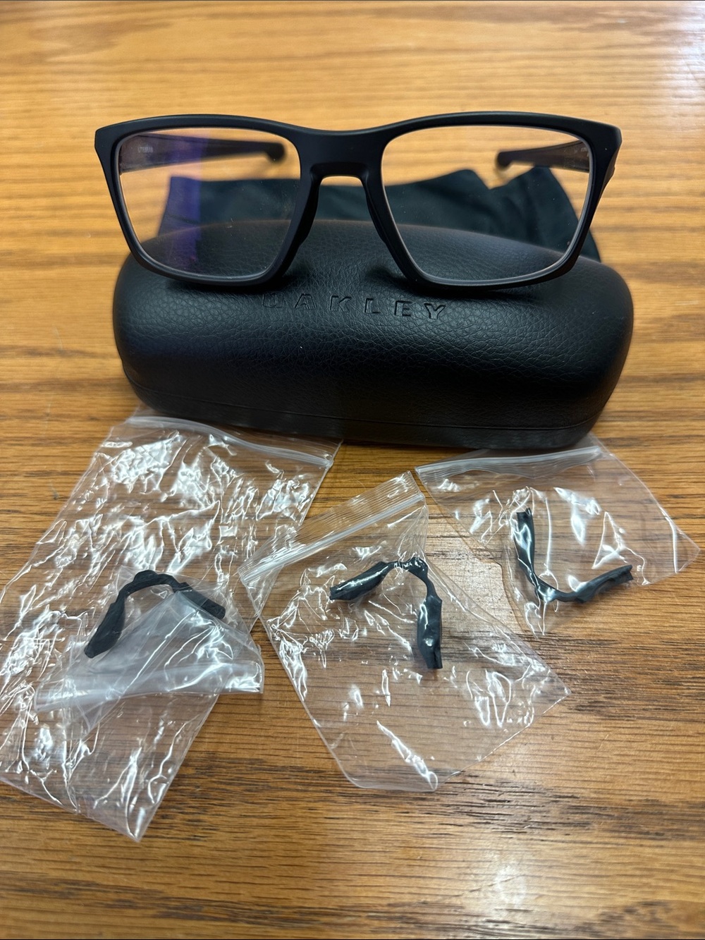 Oakley Satin Black Rectangular Optical Frames with Case